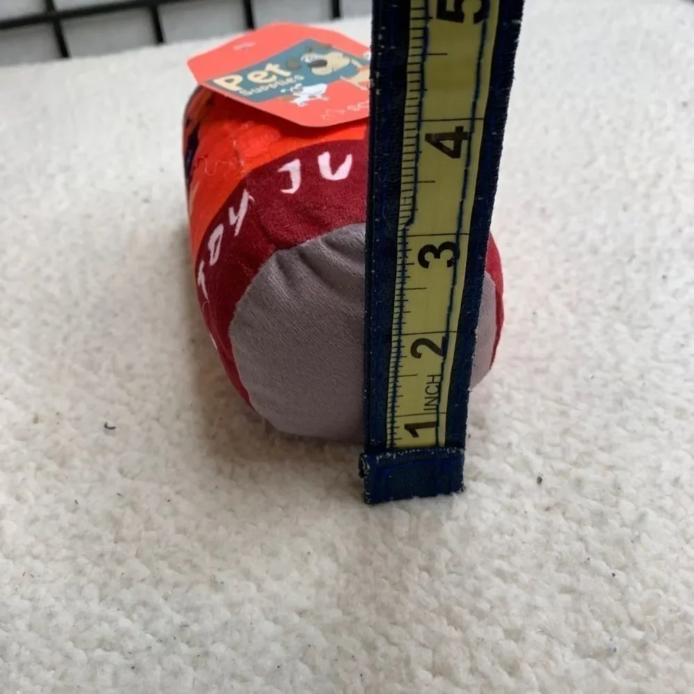 NEW Scirokko Plush Squeaky Beer Can Dog Puppy Play Toy Orange